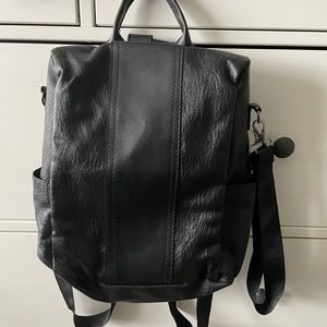 Black faux/pleather backpack